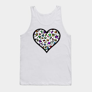 Rainbow Leopard Print Heart Tank Top